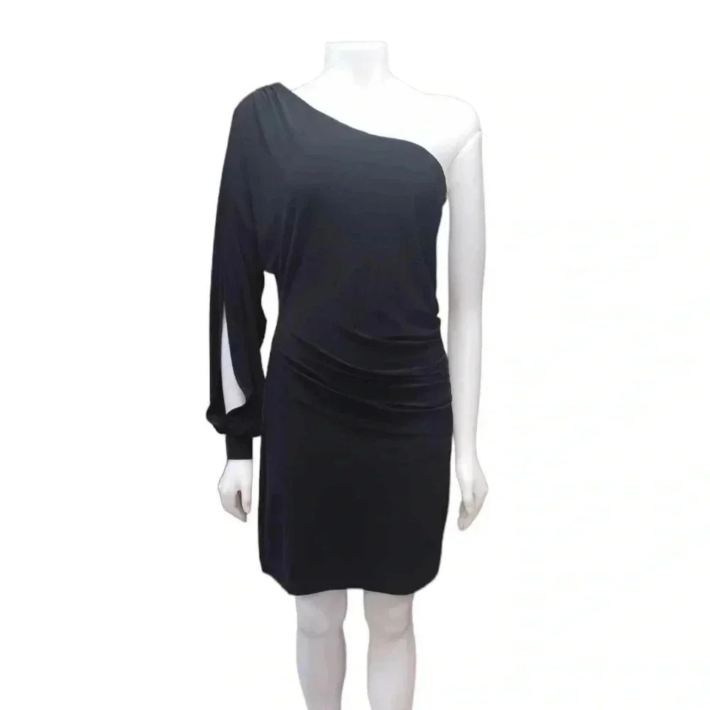 Le Chateau Sexy  One Sleeve Black Stretch Mini Dress Size Large